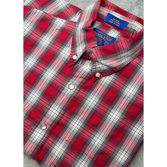 Pendleton Frontier Shirt Mens Small‎ Pearl Snap RED Plaid Long Sleeve Western - Picture 1 of 8